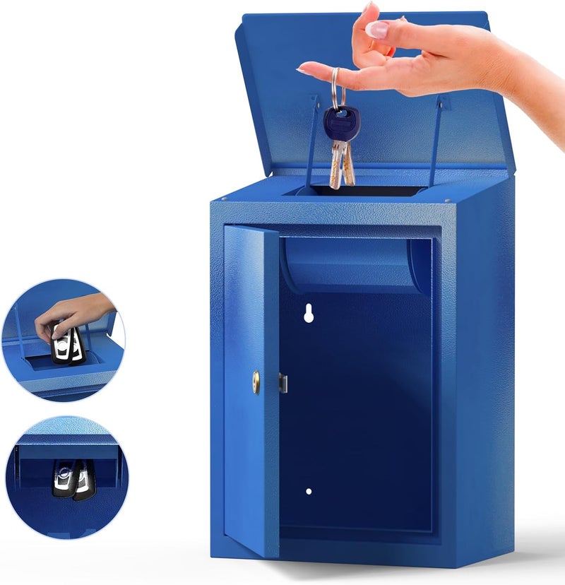 WeHere Key Drop Box for Outside Wall Mount, Key Return Box for Automotive, Anti-Thief & Waterproof Design for Outdoor, Secure Cash Drop Box for Bussiness After Hours,Hotel,Car Rental - Image 1